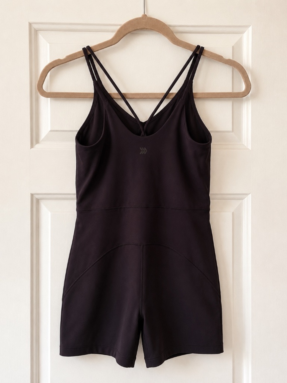 Black Strappy Workout Romper Athletic Onesie Size M